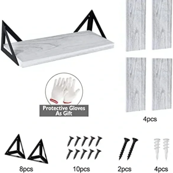 Wall Mounted Set of 4, Rustic Wood Wall Shelves Grey
